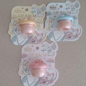 Disney Alice in Wonderland Lip Balm (Coconut, Raspberry, Vanilla Scented) Set 3